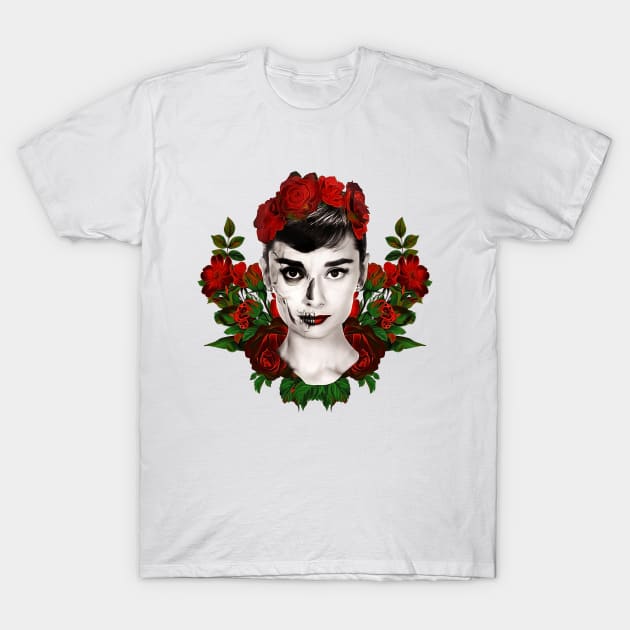 Audrey Skull & Roses T-Shirt by HilariousDelusions